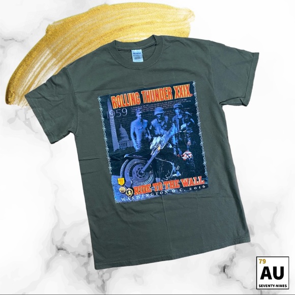 Vintage Motorcycle/Rolling Thunder XXIX and Veterans Salute SS Tee - Picture 4 of 4